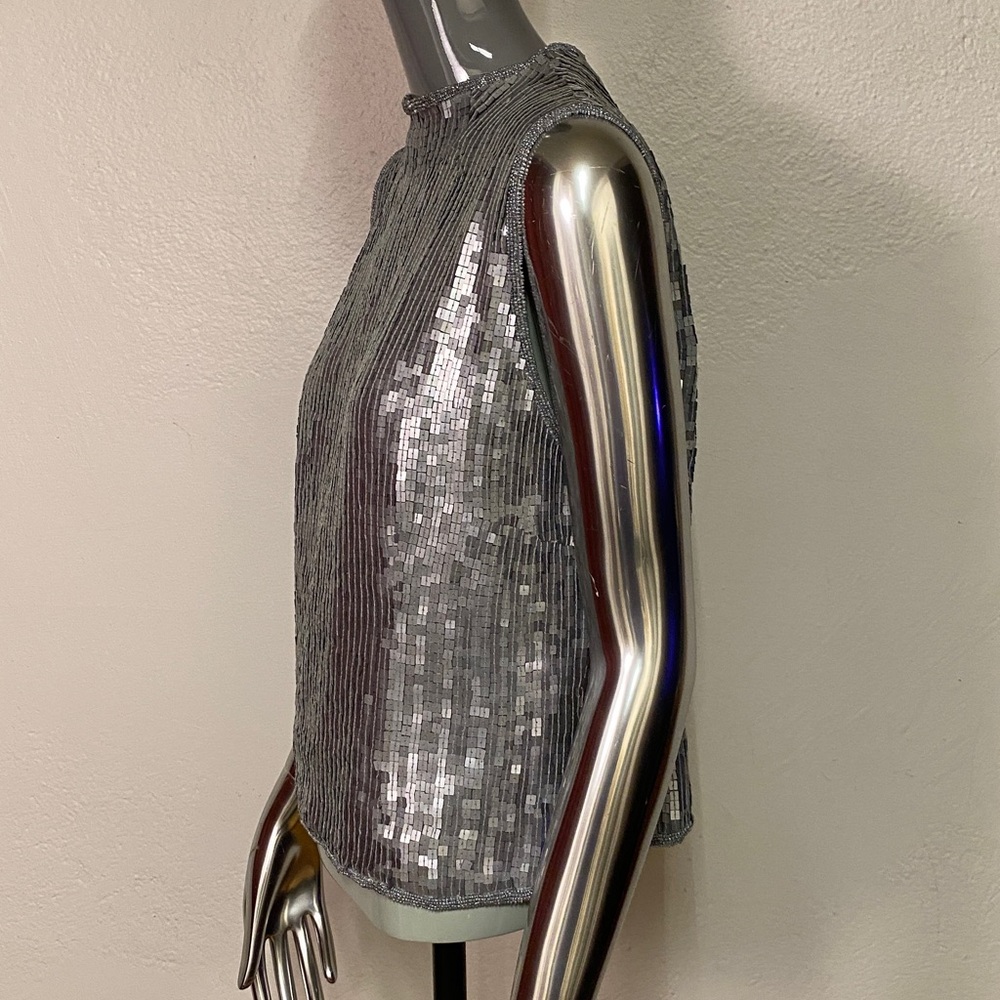Holt Renfrew Silver Sequin Top, 14 - Picture 5 of 10